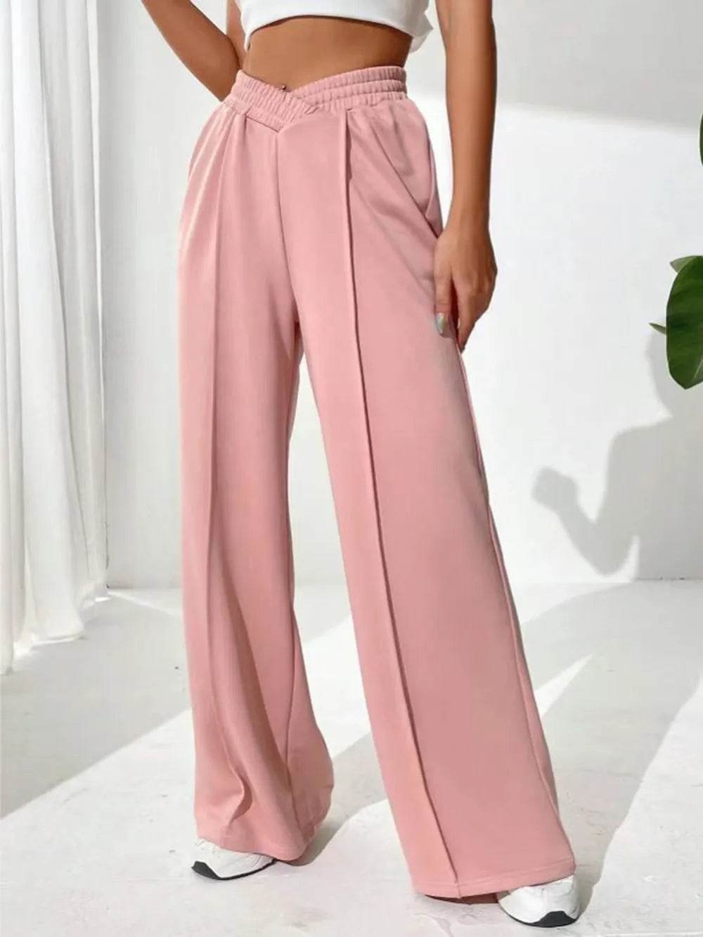 Elastic Waist Wide Leg Pants - IntuitiveEncBoutique