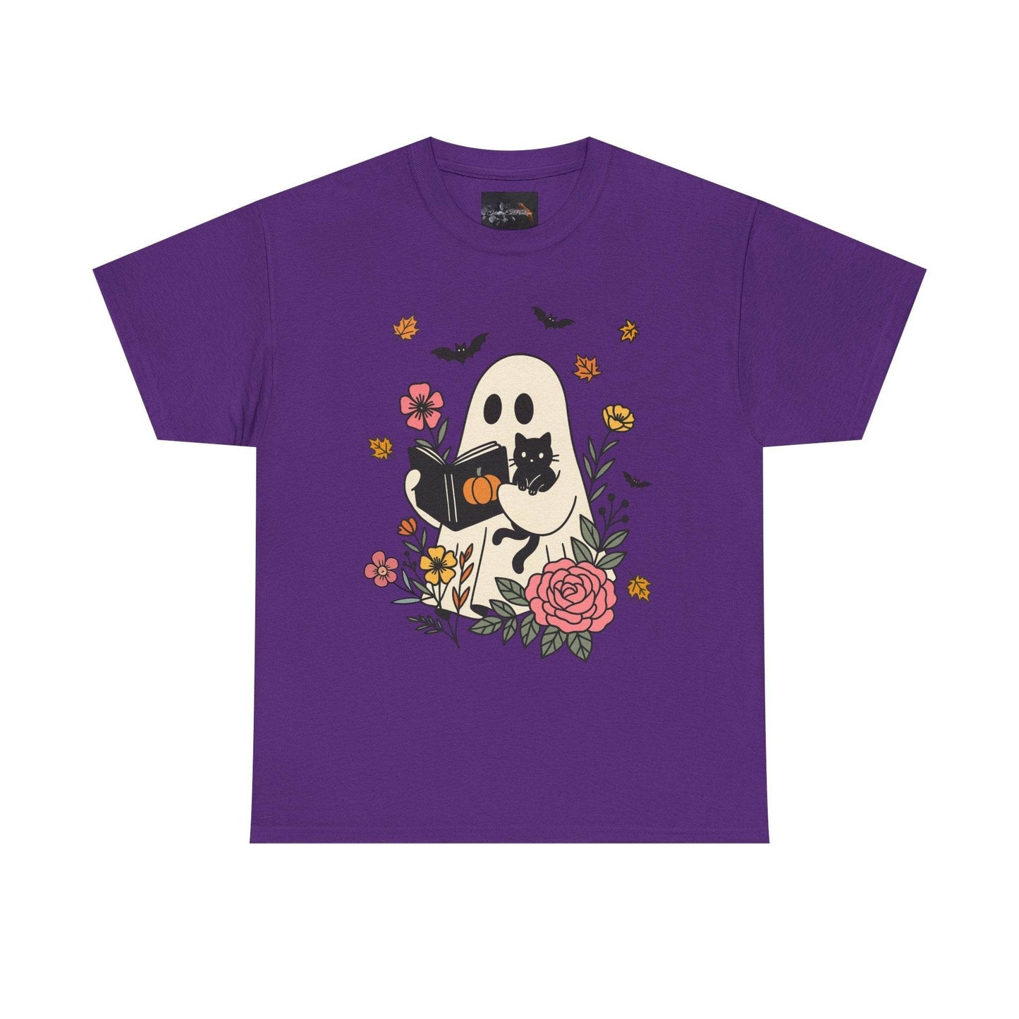 Cute Ghost & Cat Unisex Heavy Cotton Tee - IntuitiveEncBoutique