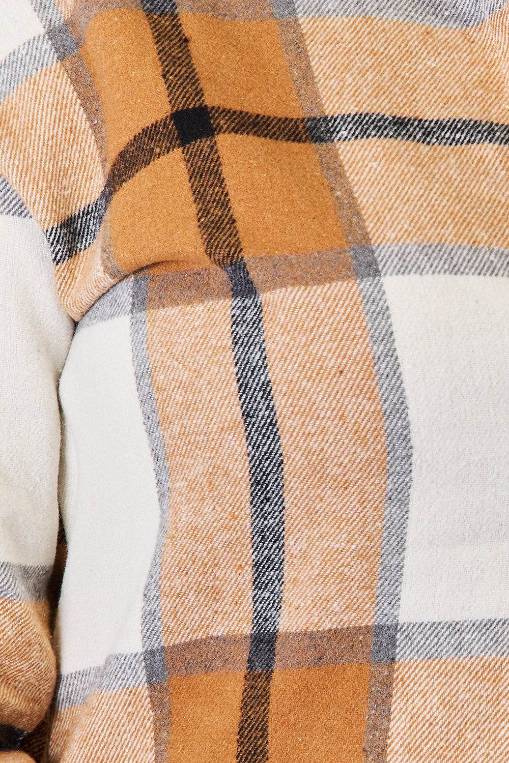 Perfee Plaid Print Dropped Shoulder Shirt - IntuitiveEncBoutique