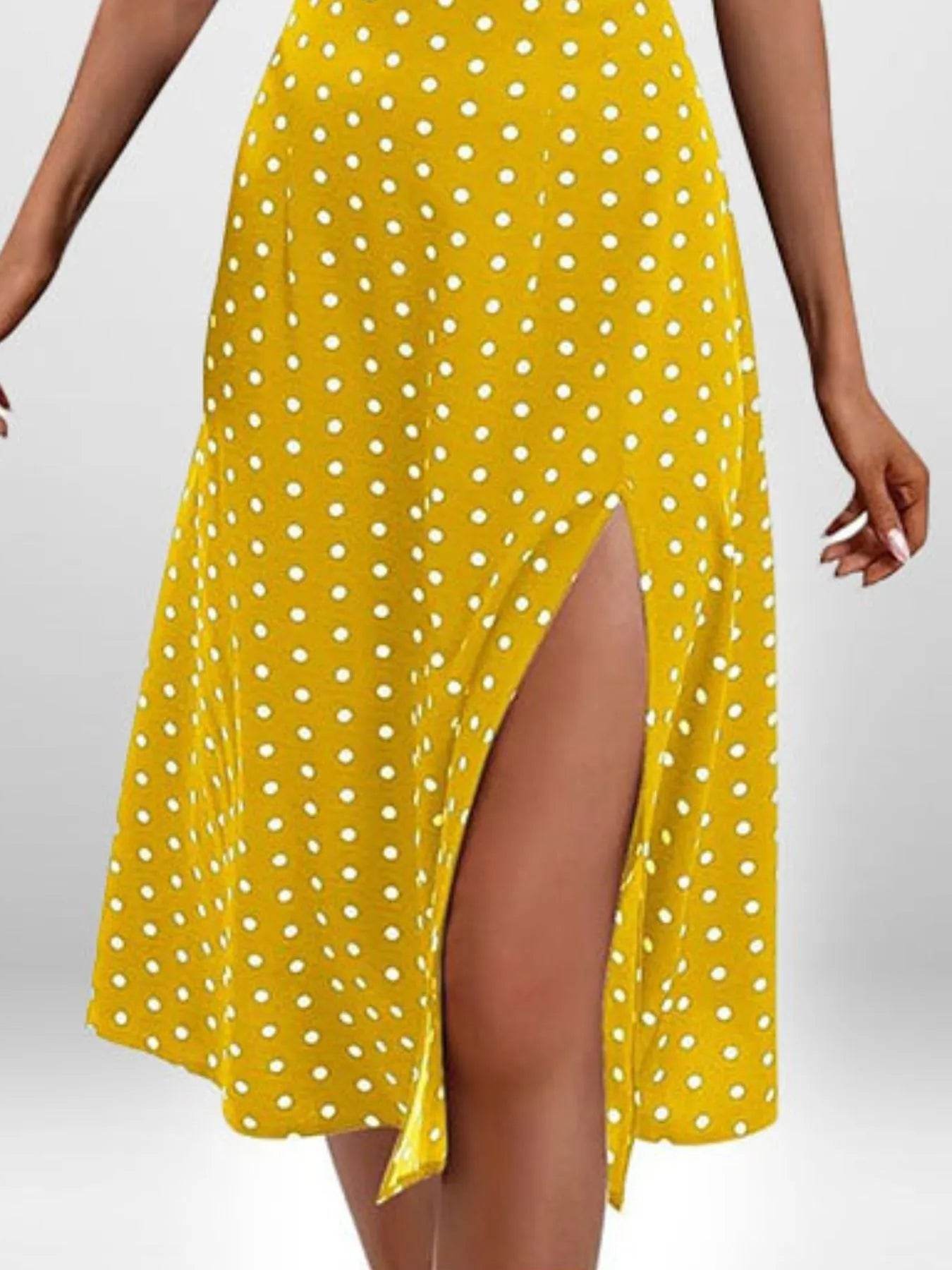 Full Size Slit Printed Cami Midi Dress Plus Size - IntuitiveEncBoutique