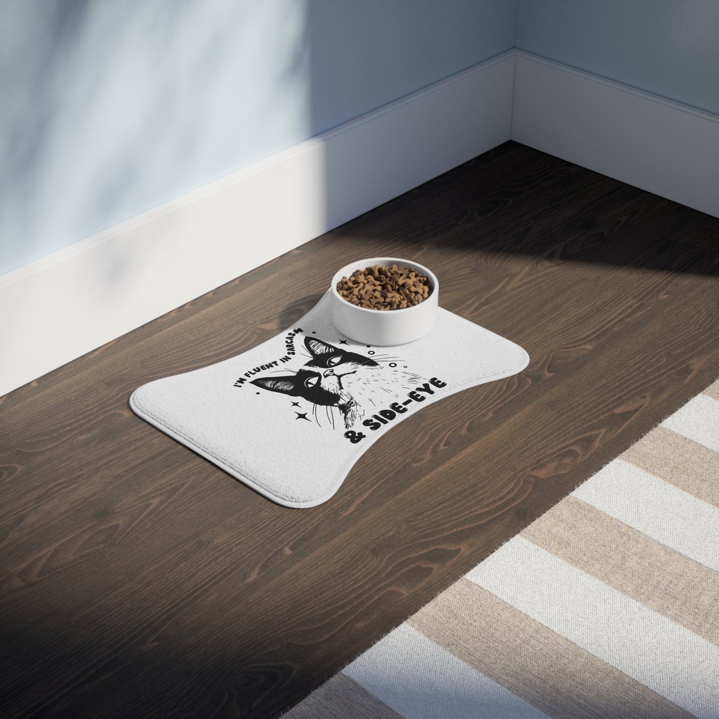 Whimsical Pet Feeding Mat, Funny Cat Mat, Sarcastic Dog Bowl Mat, Cute Pet Decor, Animal Lover Gift, Home Kitchen Essentials