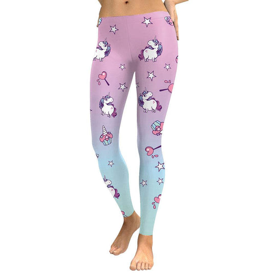 Unicorn Series Women Leggings Star Ice Cream Digital Print Leggins Sweat Workout Woman Legging Slim Pants - IntuitiveEncBoutique
