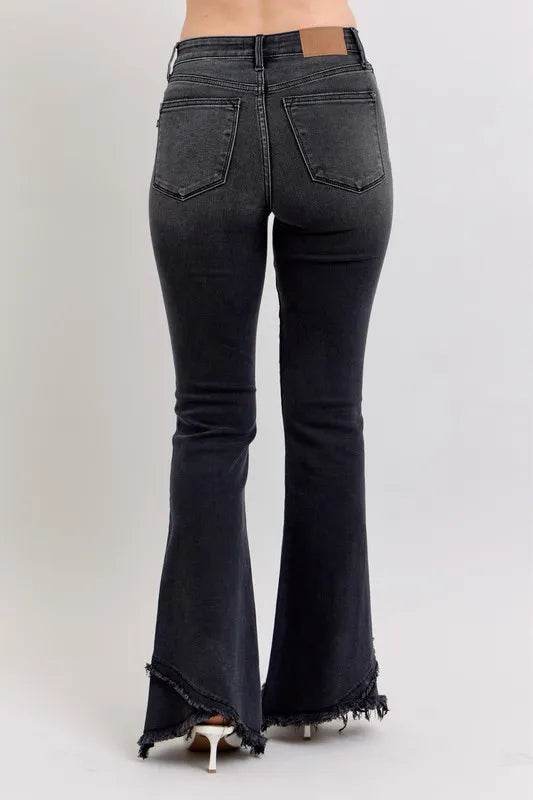 Judy Blue Full Size High Waist Flare W/ Mock Fray Tulip Hem Plus Size - IntuitiveEncBoutique