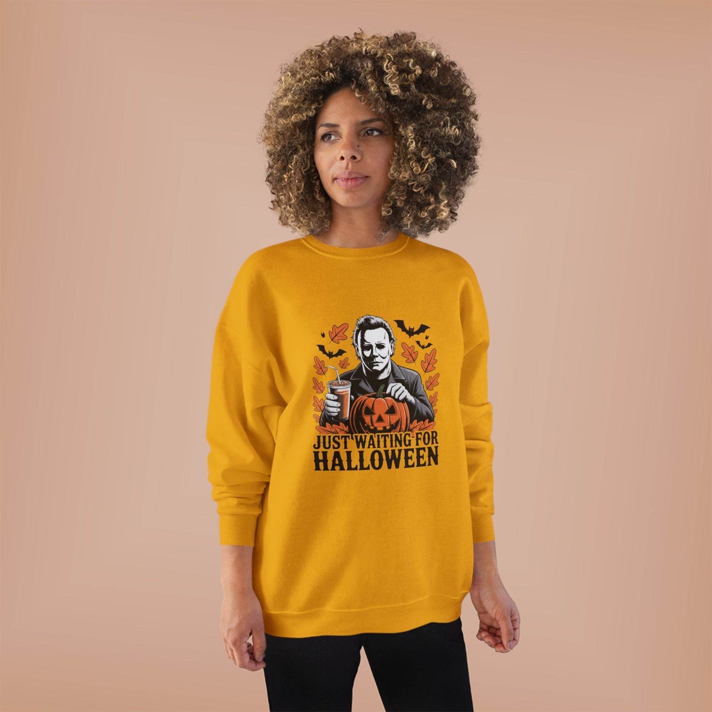 Halloween Sweatshirt - Just Waiting for Halloween | Unisex Crewneck Pullover, Fall Fashion, Halloween Gift, Cozy Sweater, Eco-Friendly Wear - IntuitiveEncBoutique