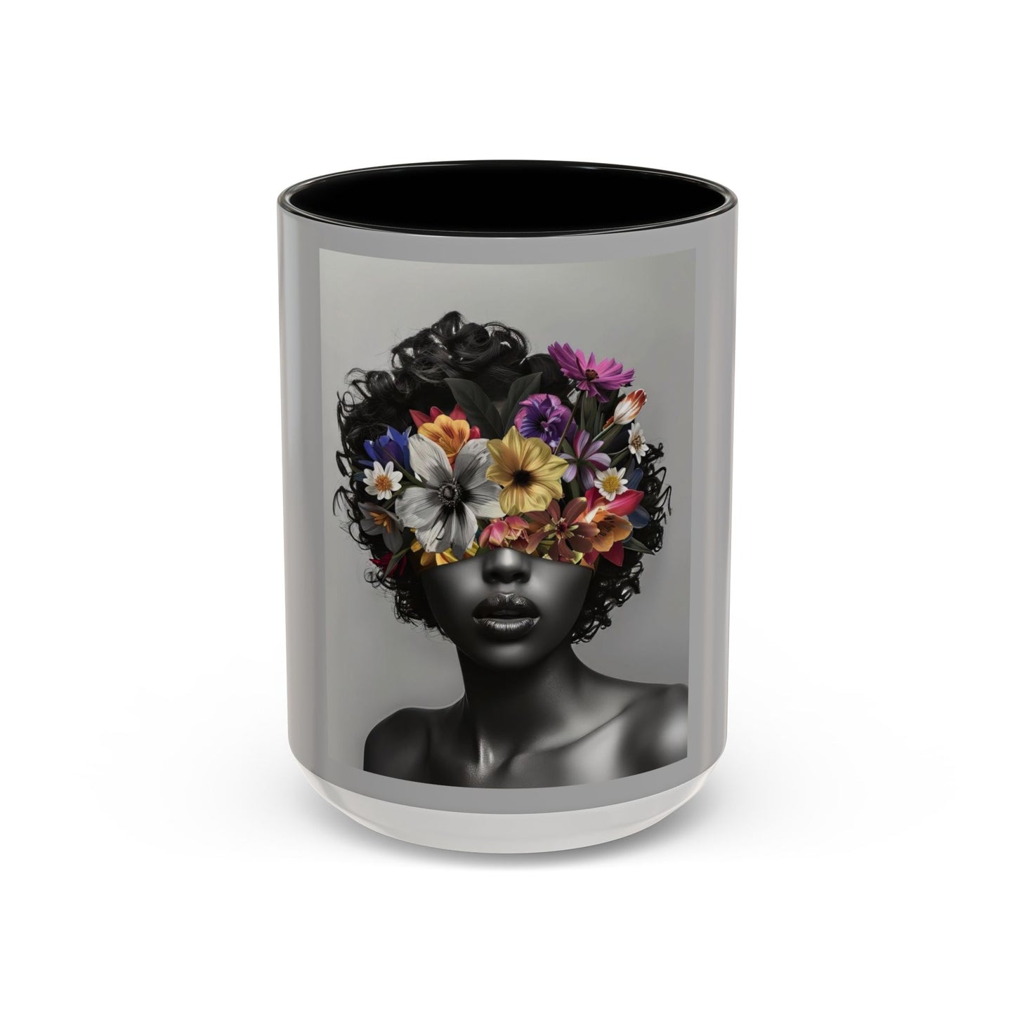 Floral Black Beauty Coffee Mug | Inspirational Drinkware for Coffee Lovers, Unique Gift for Her, Home Decor, Flower Lover's Mug