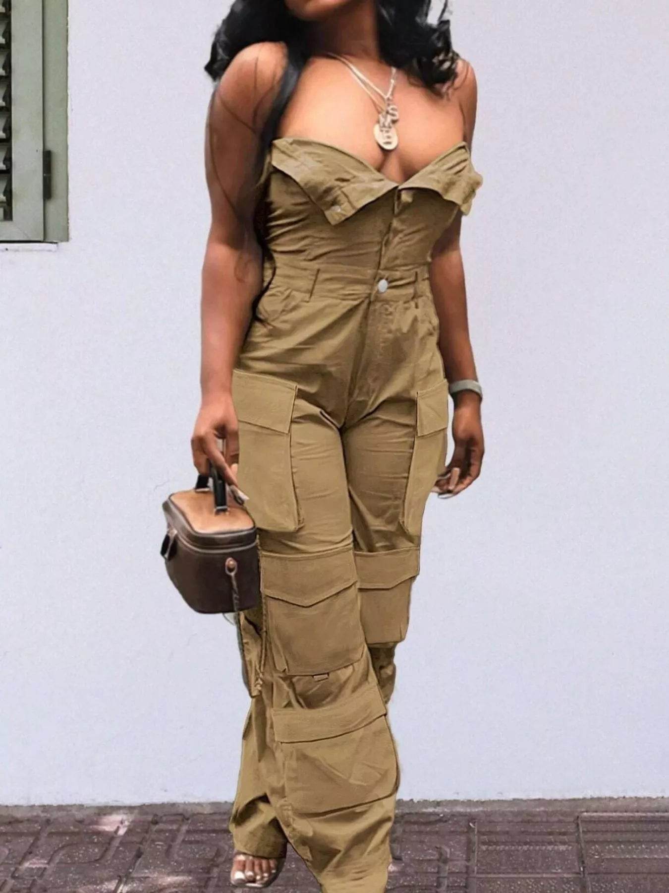 Tube Snap Down Cargo Jumpsuit - IntuitiveEncBoutique