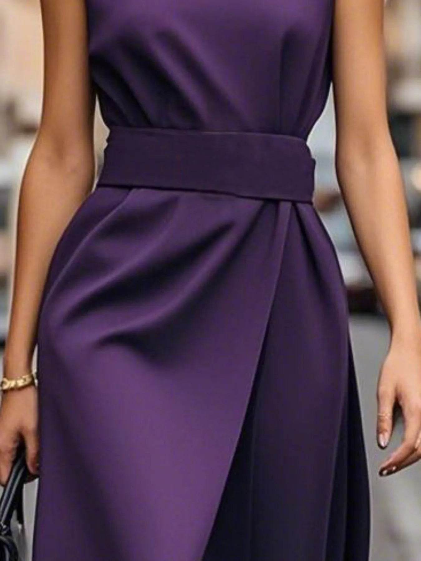 Round Neck Sleeveless Midi Sheath Dress - IntuitiveEncBoutique
