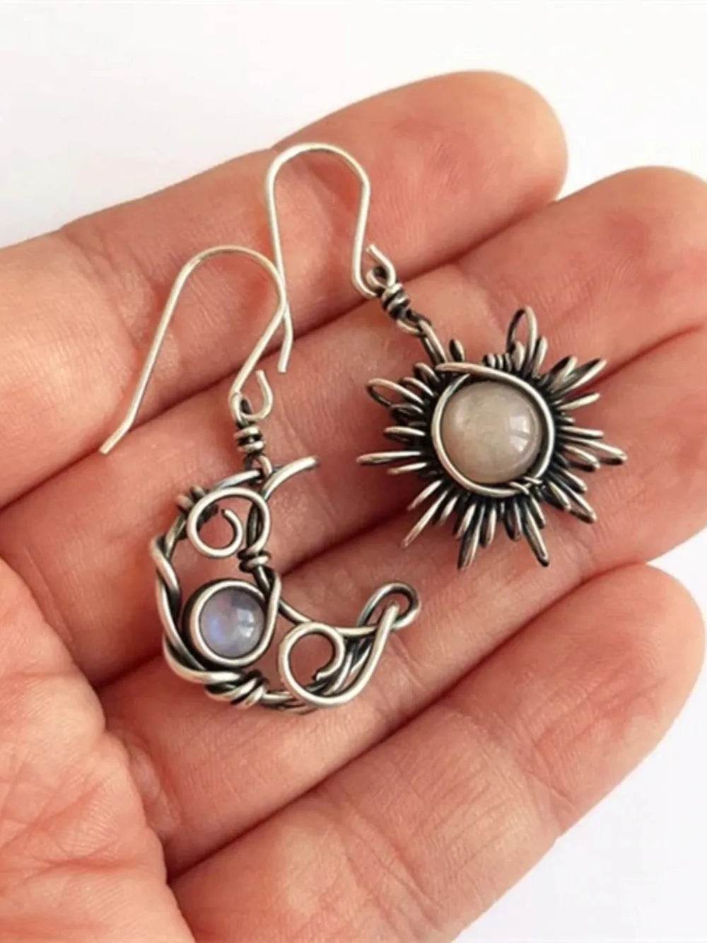 Alloy Moon & Sun Dangle Earrings - IntuitiveEncBoutique