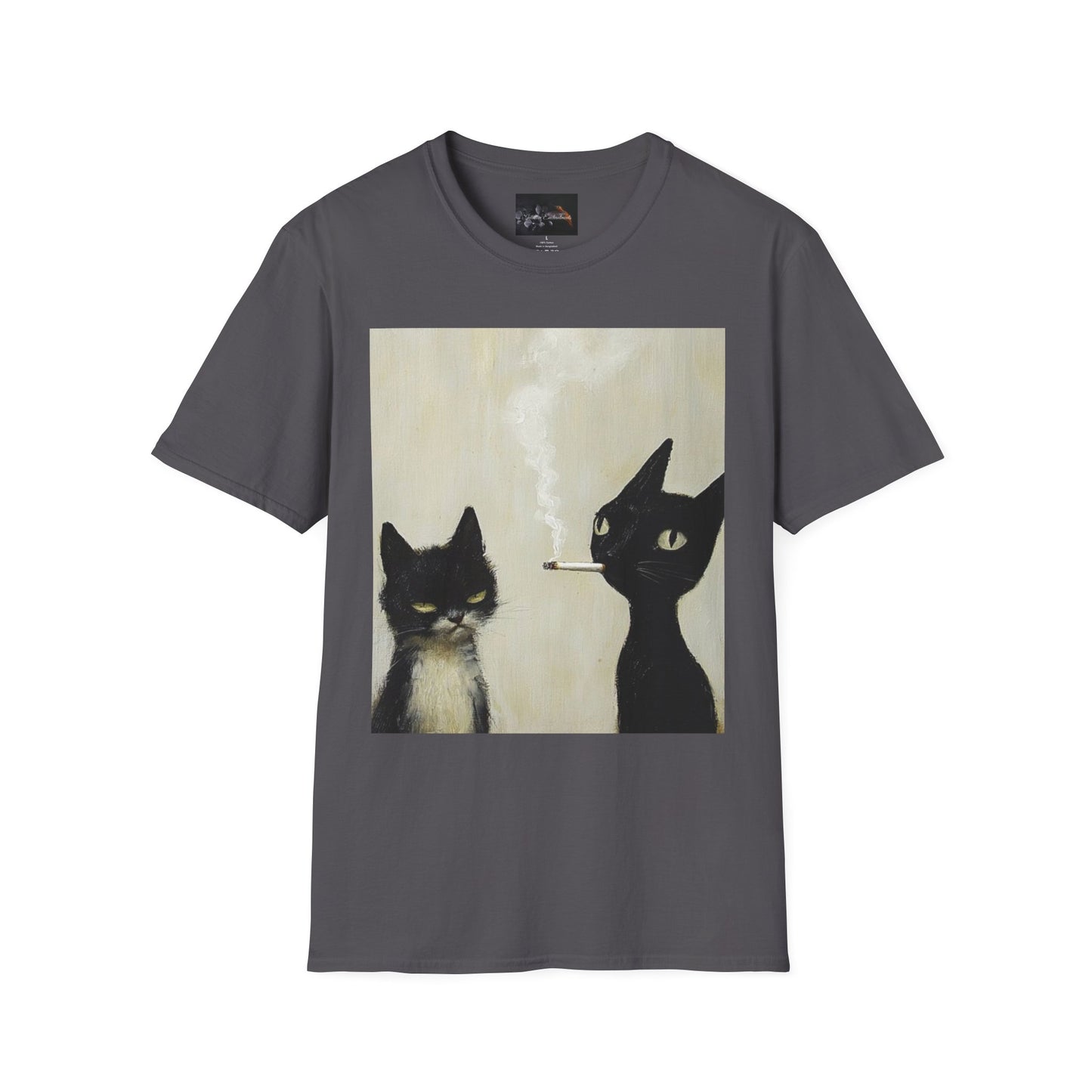 Cool Cat Art Unisex Softstyle T-Shirt, Vintage Cat Illustration, Perfect Gift for Cat Lovers, Casual Streetwear, Unique Pet Tee