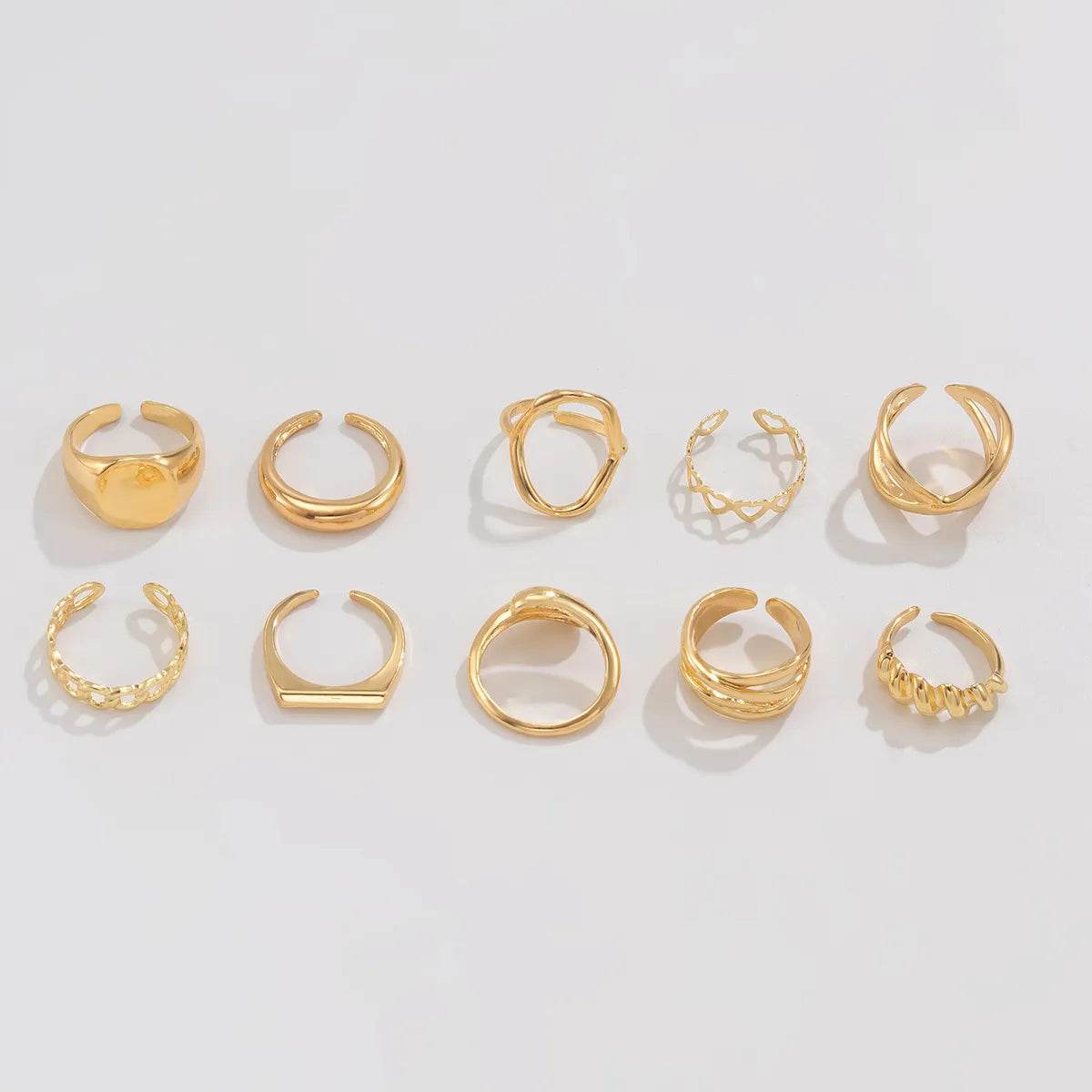 10-Piece Alloy Geometric Ring - IntuitiveEncBoutique