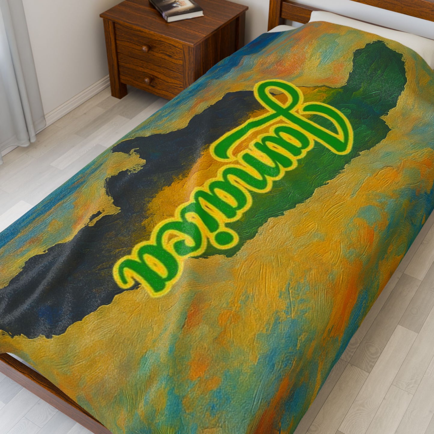 Jamaican Velveteen Plush Blanket, Cozy Soft Throw for Home, Jamaican Decor, Travel Souvenir, Beach & Relaxation Gift, Great for Celebrations