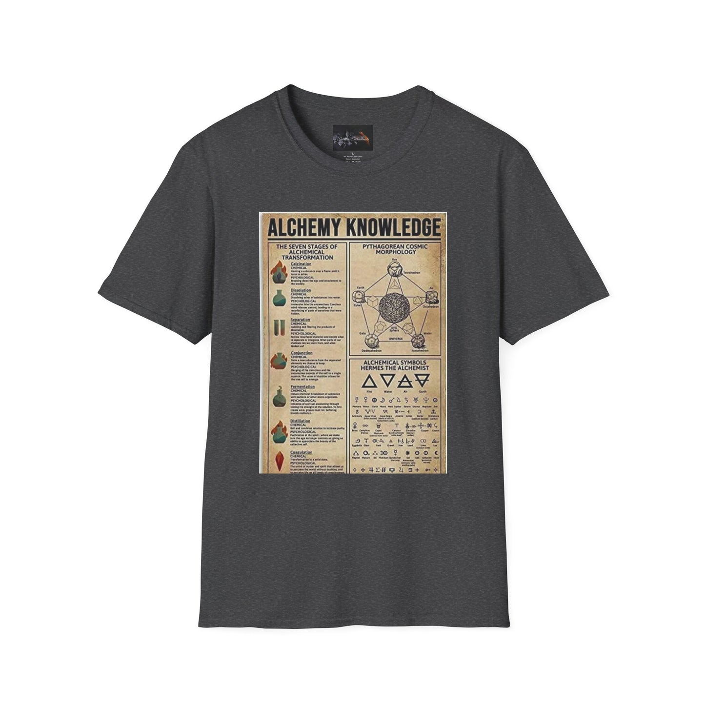 Alchemy Knowledge Unisex T-Shirt, Vintage-style Graphic Tee, Gift for Historians, Science Lovers, Unique Learning Shirt, Educational Apparel