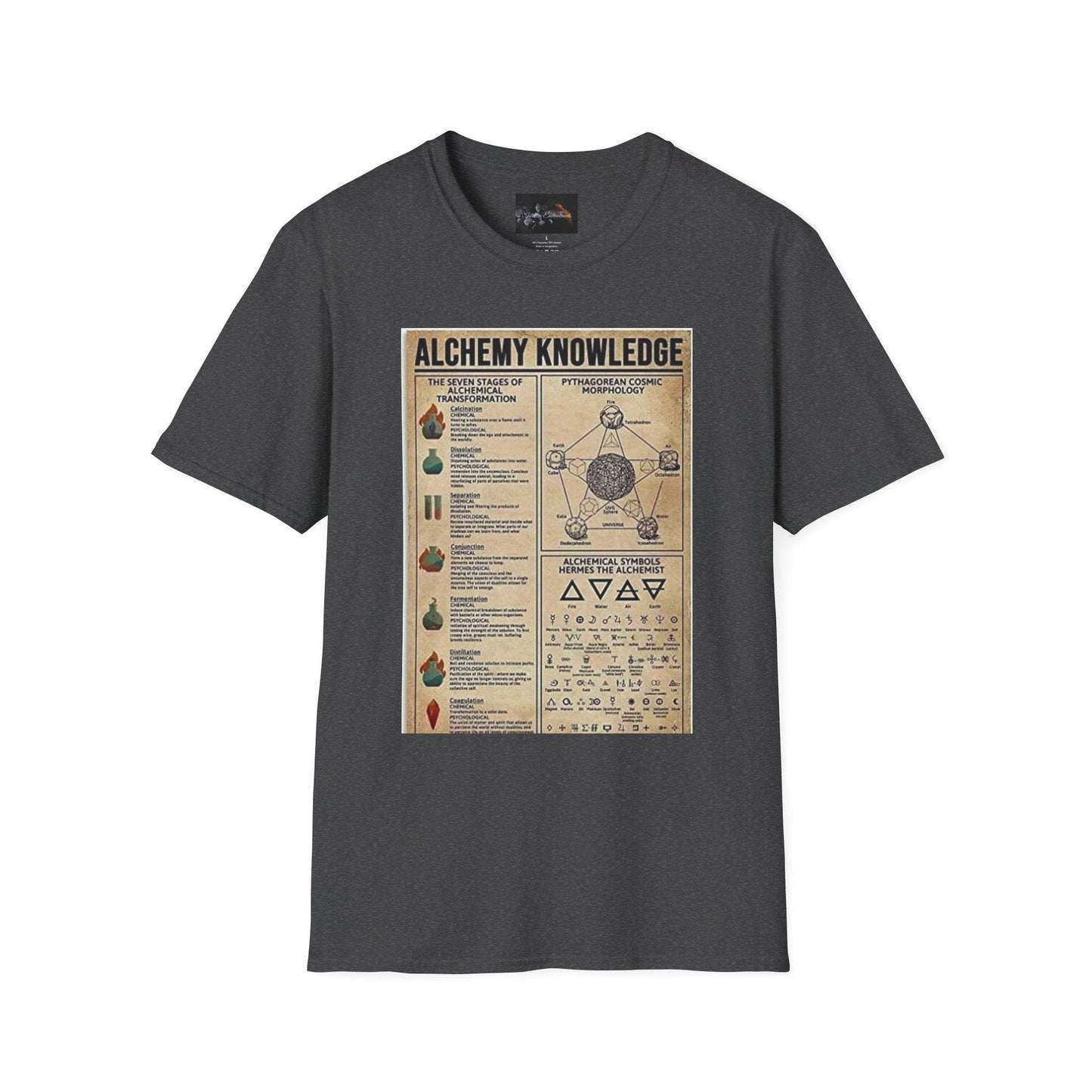 Alchemy Knowledge Unisex T-Shirt, Vintage-style Graphic Tee, Gift for Historians, Science Lovers, Unique Learning Shirt, Educational Apparel - IntuitiveEncBoutique