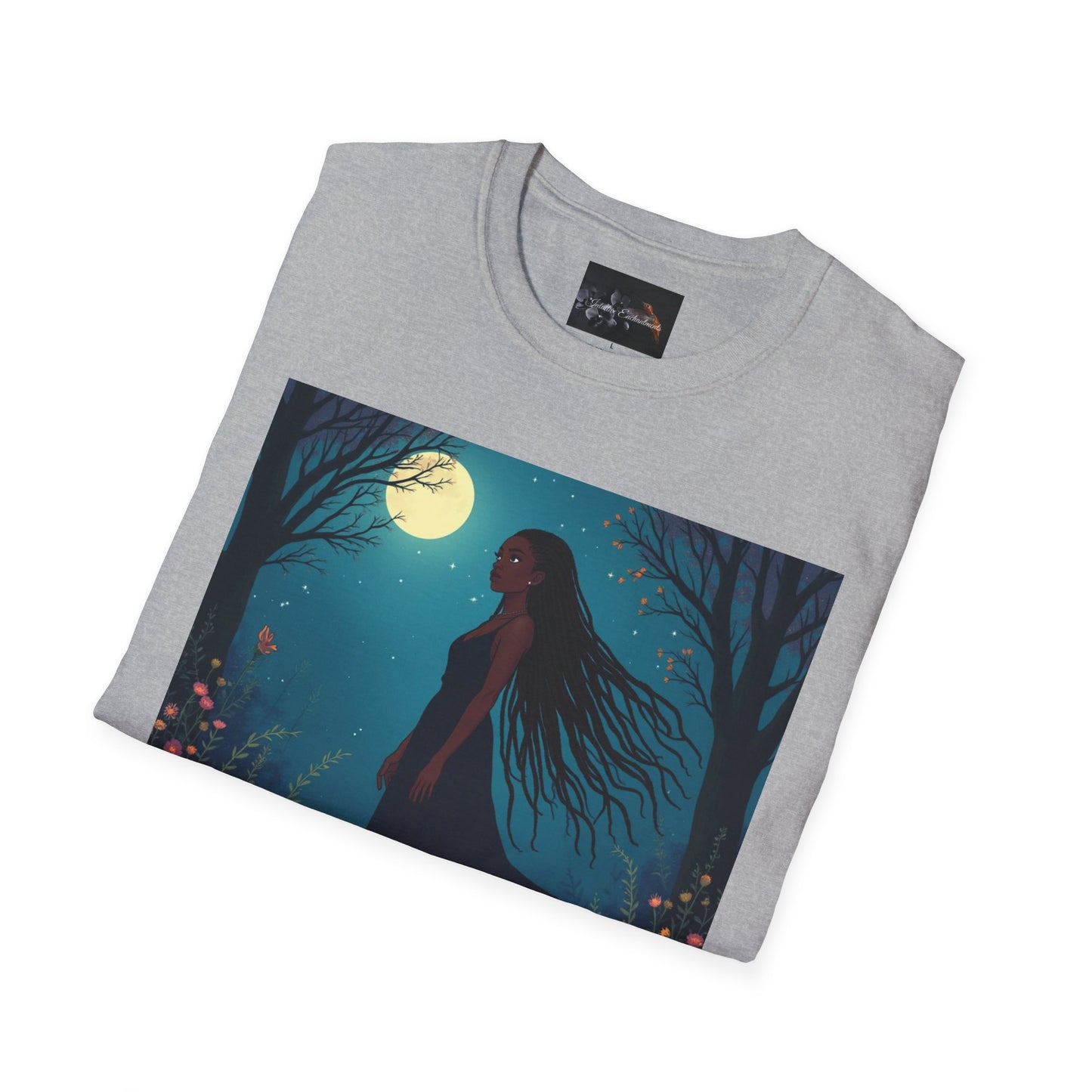 Moonlit Silhouette Unisex T-Shirt, Softstyle Tee for Nature Lovers, Perfect for Gifts and Everyday Wear