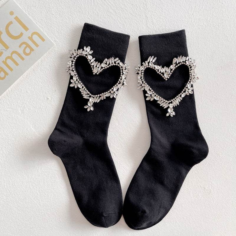 Diamond Black Chain Middle Tube Stacked Socks - IntuitiveEncBoutique
