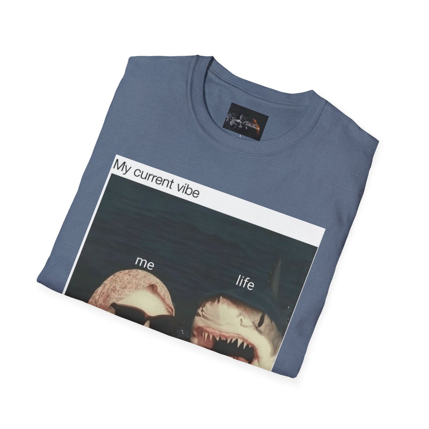 My Current Vibe T-Shirt, Funny Cat Shark Tee for Casual Outings, Unique Gift for Cat Lovers, Summer Style, Chill Vibes