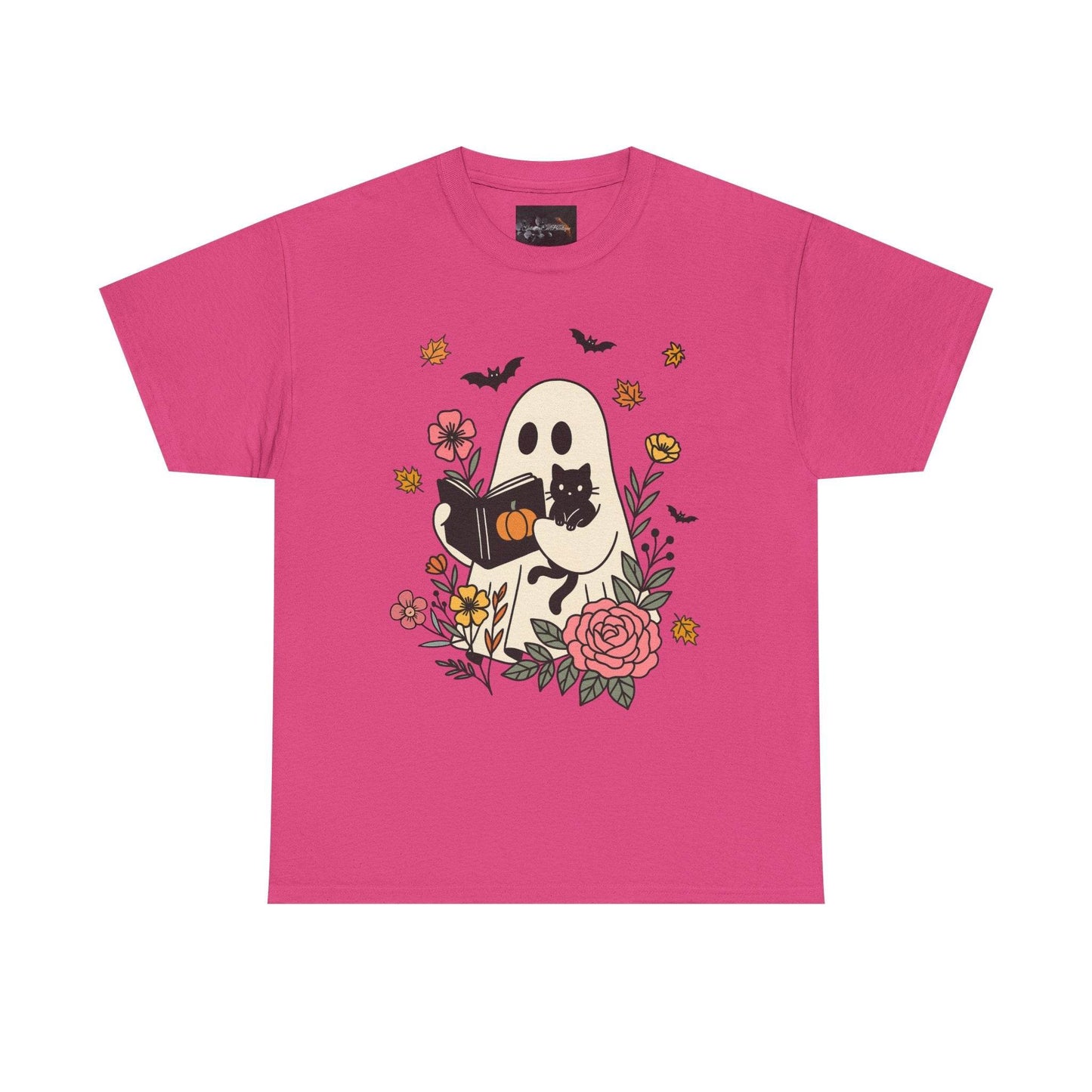 Cute Ghost & Cat Unisex Heavy Cotton Tee - IntuitiveEncBoutique