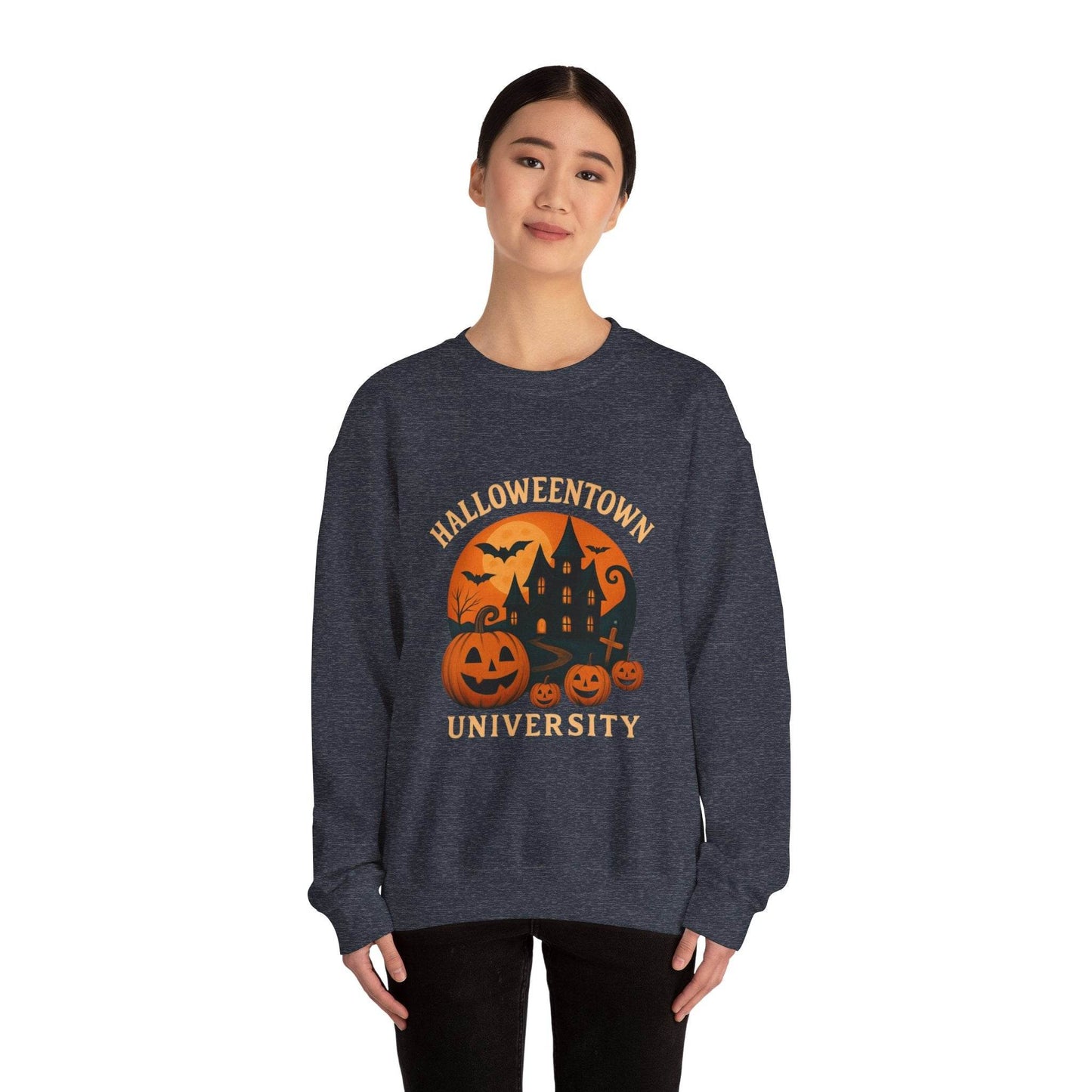 Halloween Town Crewneck Sweatshirt, Cozy Sweatshirt for Fall, Unisex Halloween Apparel, Spooky Season Gift, Halloween University Sweatshirt - IntuitiveEncBoutique