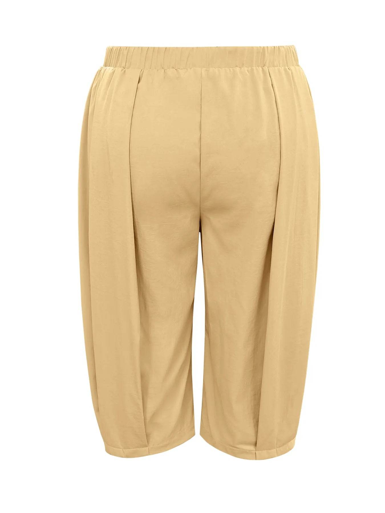 Plus Size Wide Leg Pleated Detail Cropped Pants - IntuitiveEncBoutique