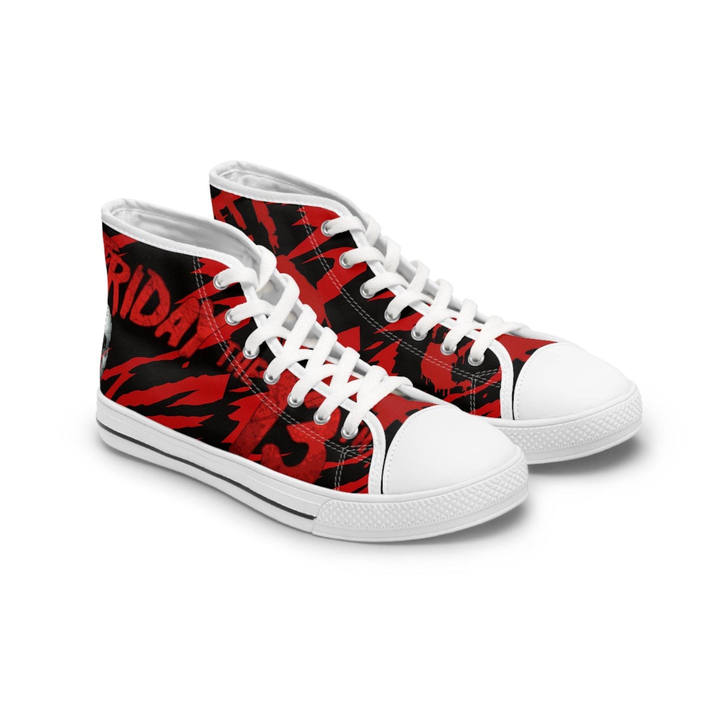 Horror Friday the 13th Sneakers, Scary Halloween Shoes, Creepy High Top Footwear, Gothic Fashion, Spooky Kicks - IntuitiveEncBoutique