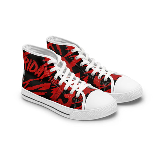 Horror Friday the 13th Sneakers, Scary Halloween Shoes, Creepy High Top Footwear, Gothic Fashion, Spooky Kicks - IntuitiveEncBoutique
