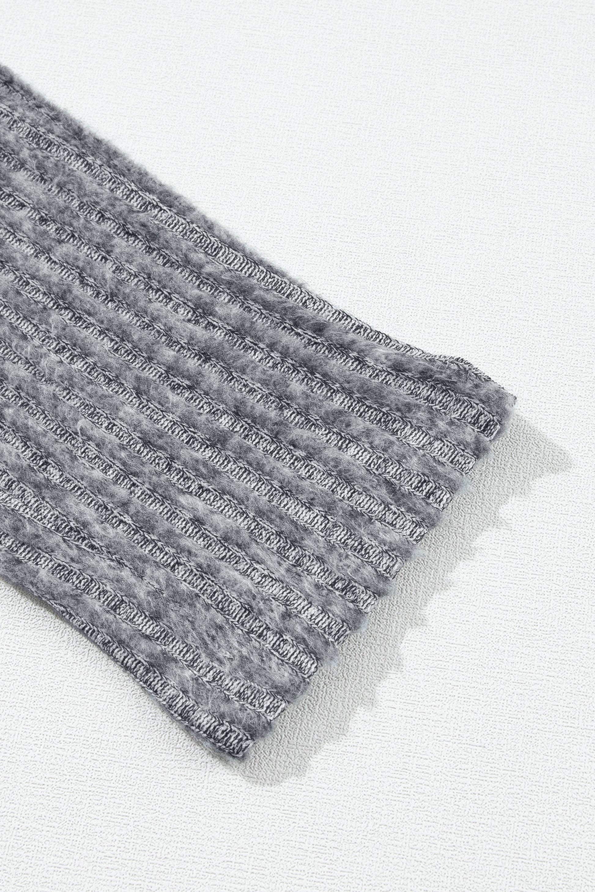 Dark Grey Wide Waistband Ribbed Textured Knit Leggings - IntuitiveEncBoutique