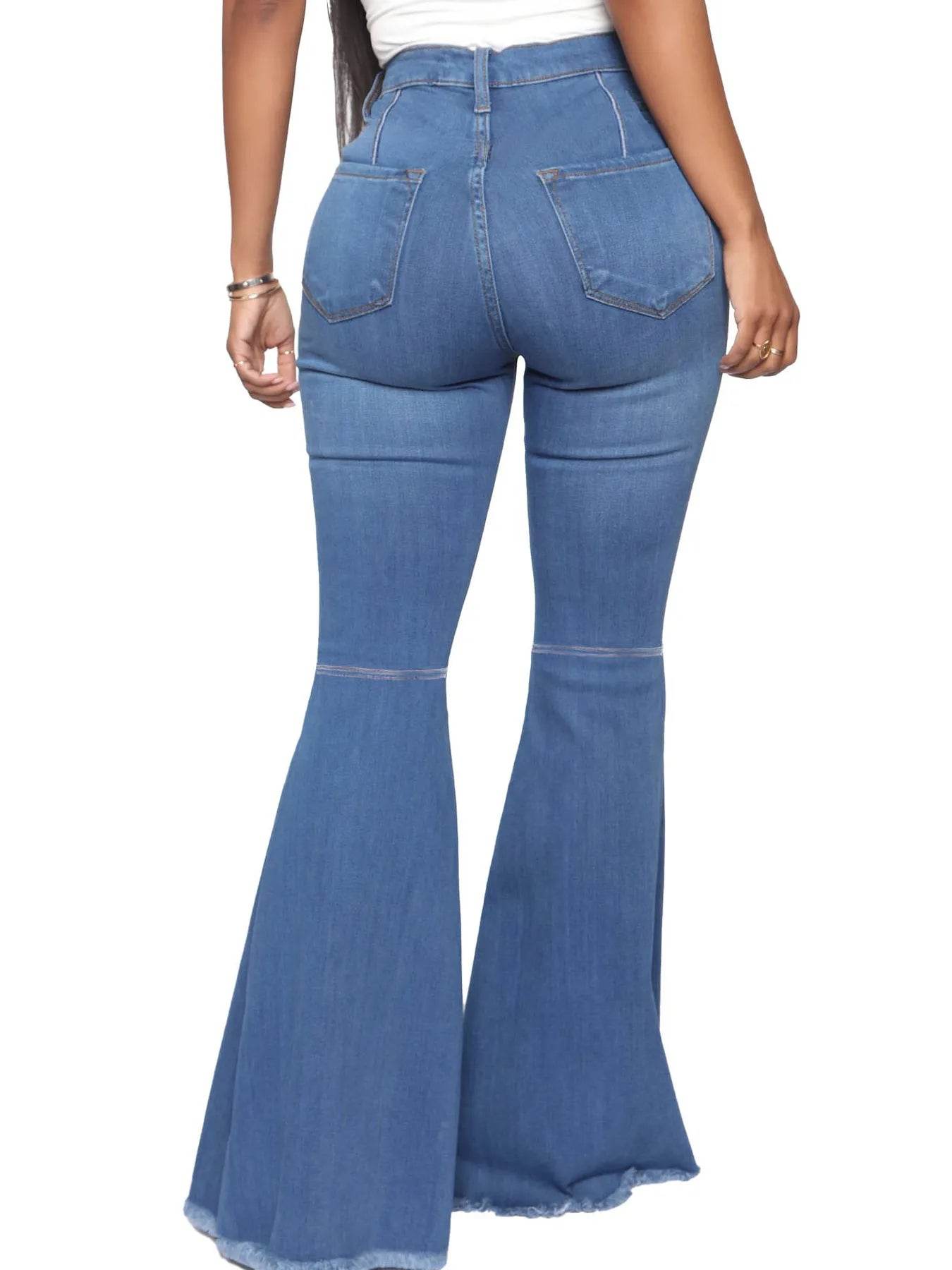 Full Size High-Waisted Raw Hem Flare Jeans Plus Size - IntuitiveEncBoutique