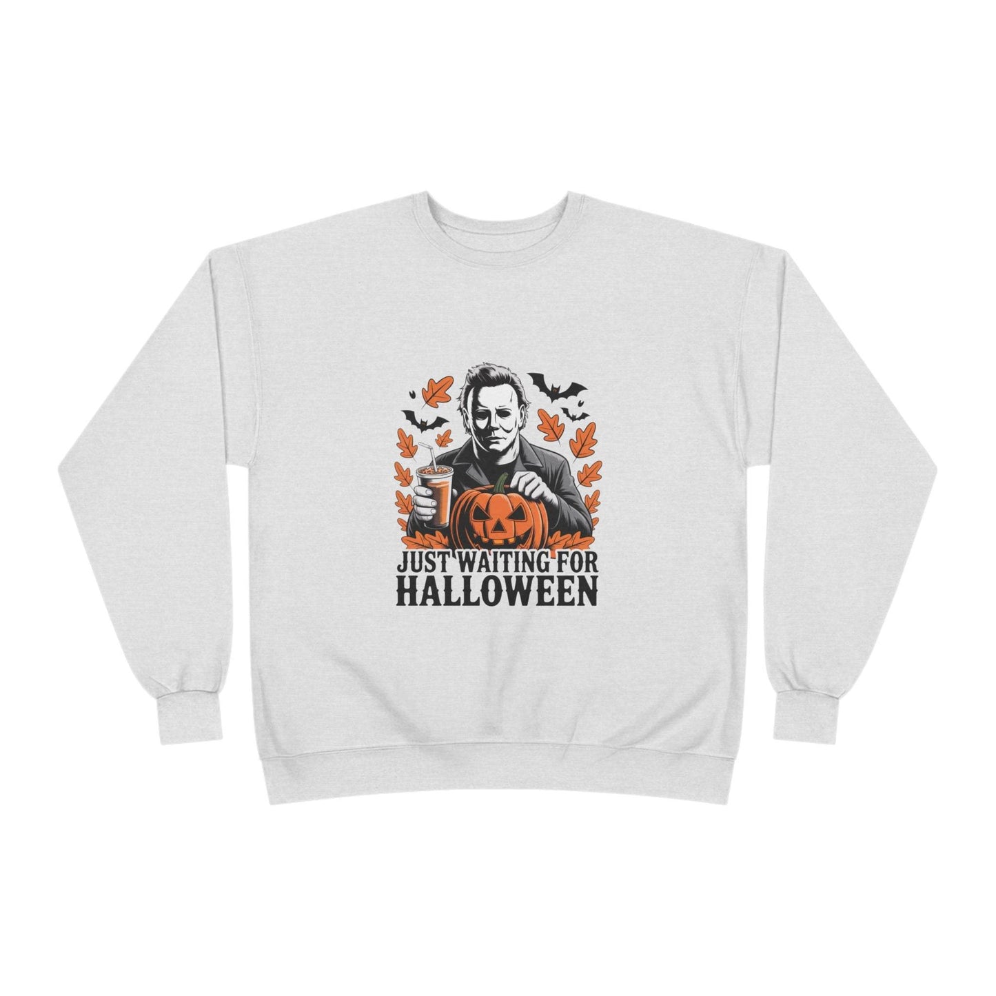Halloween Sweatshirt - Just Waiting for Halloween | Unisex Crewneck Pullover, Fall Fashion, Halloween Gift, Cozy Sweater, Eco-Friendly Wear - IntuitiveEncBoutique