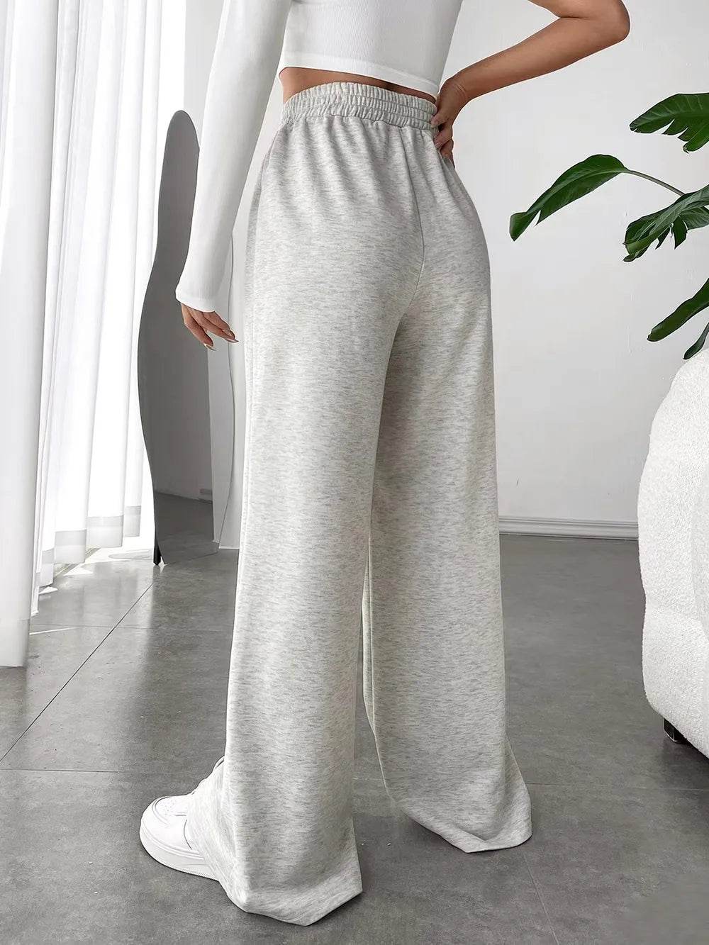 Elastic Waist Wide Leg Pants - IntuitiveEncBoutique