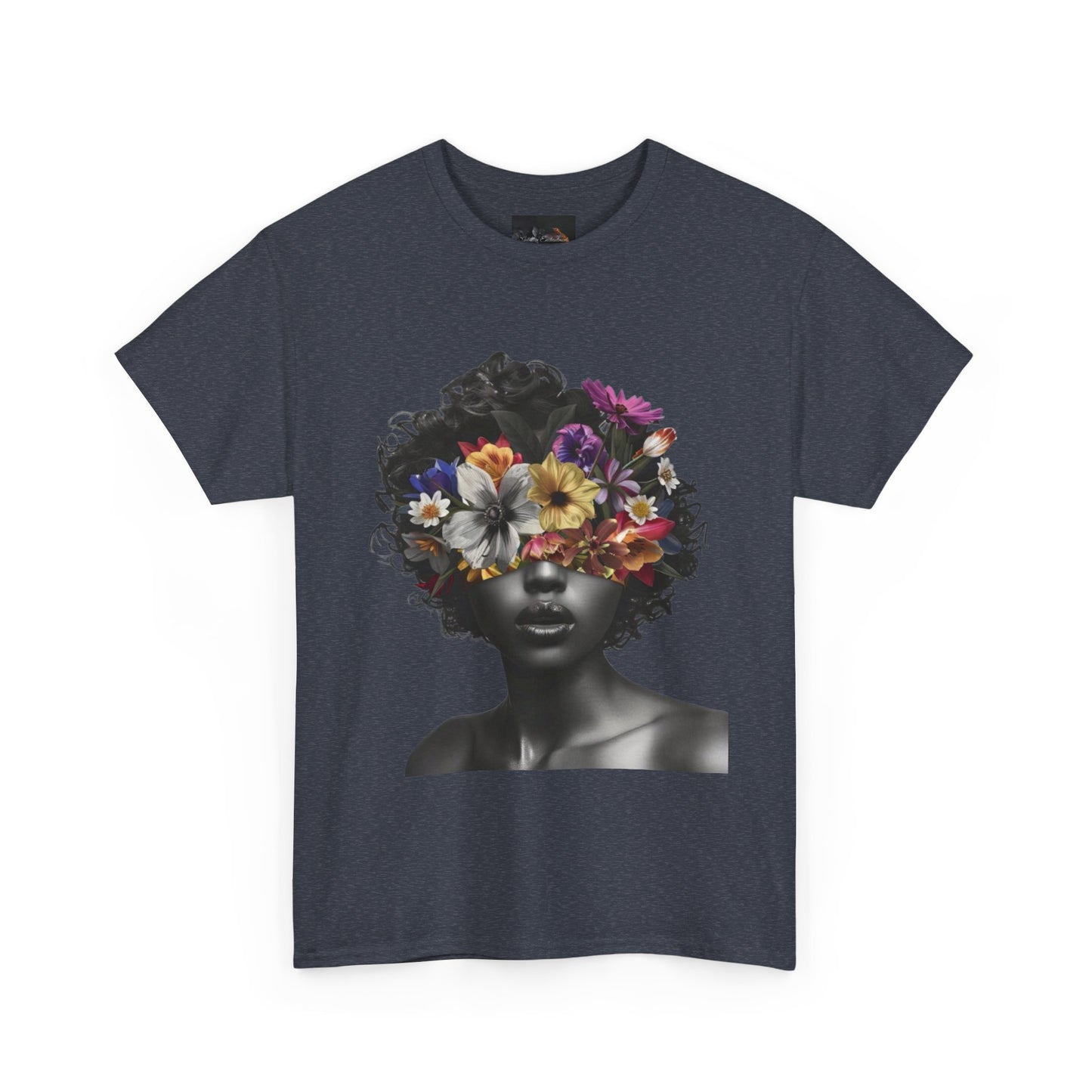 Floral Goddess Unisex Heavy Cotton Tee | Flower Graphic Tee, Boho Style, Casual Wear, Unique Gift, Art Tee