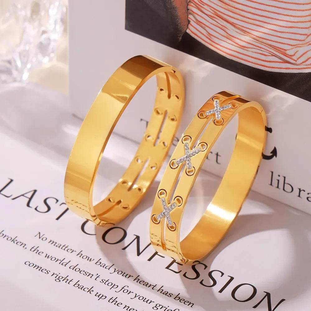 18K Gold-Plated Czech Diamond Bracelet - IntuitiveEncBoutique