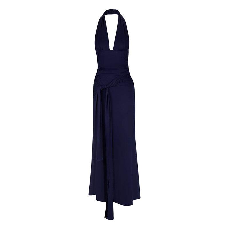 Sexy Off-the-Shoulder Waist-Cinching Top with Belt and Long Fitted Skirt - IntuitiveEncBoutique