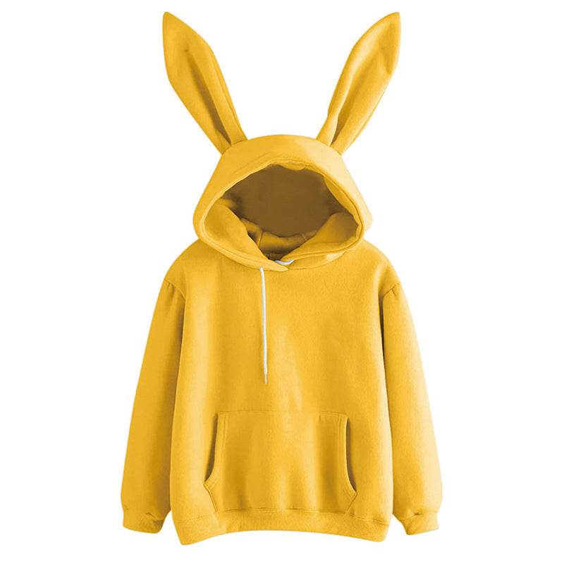 Women's Harajuku Hooded Rabbit Sweatshirt Solid Color Loose Casual Women's Top - IntuitiveEncBoutique