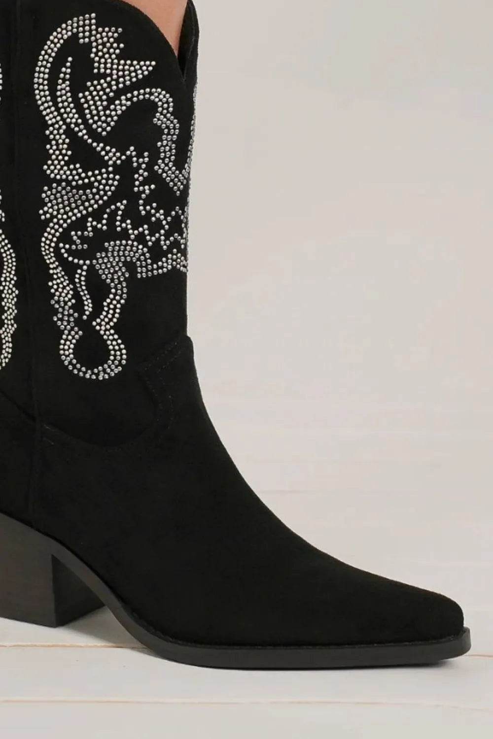 Beast Fashion Rhinestone Detail Point Toe Boots - IntuitiveEncBoutique