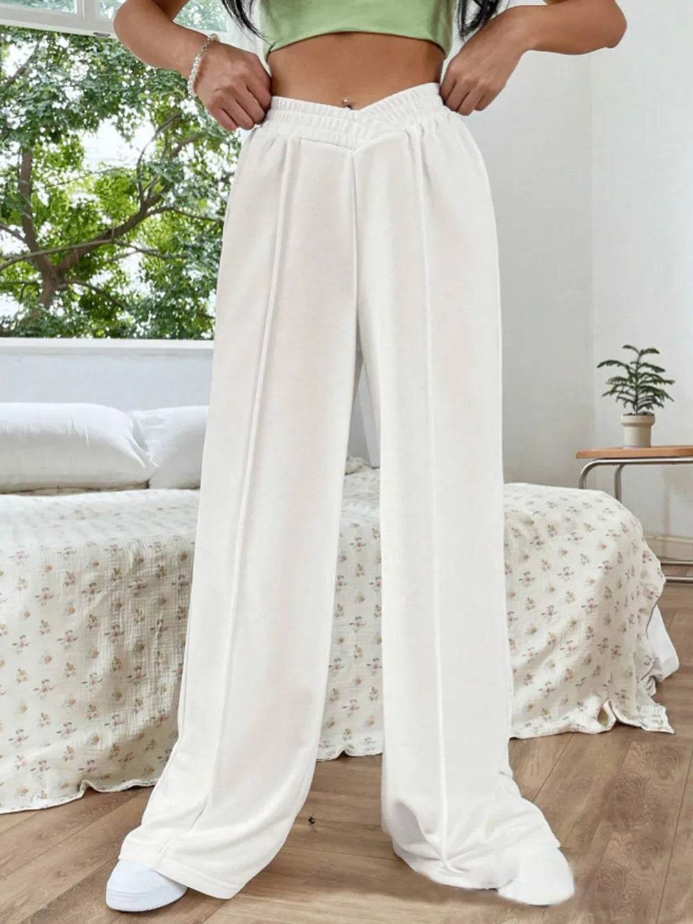 Elastic Waist Wide Leg Pants - IntuitiveEncBoutique