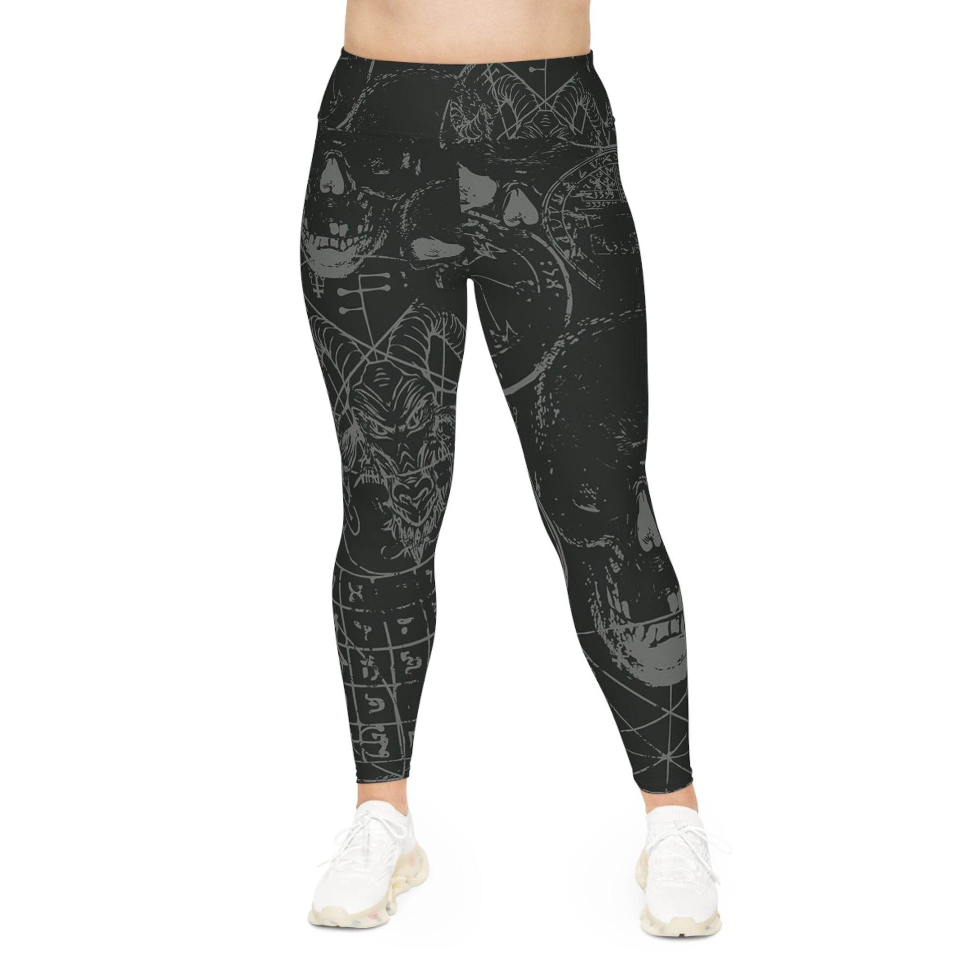 Dark Aesthetic Plus Size Leggings, Comfortable Stretch Leggings for Casual Wear, Halloween Outfit, Alternative Fashion, Edgy Athleisure - IntuitiveEncBoutique
