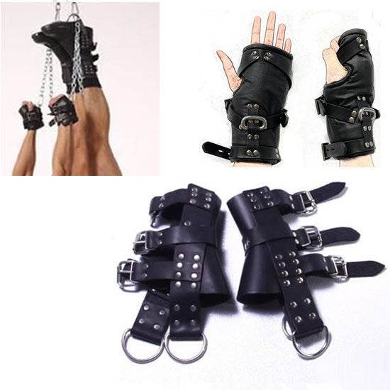 Black Adult Products Manufacturer Erotic Products Suspension Foot Restraints Hanging Stainless Steel Handcuffs and Leg Cuffs - IntuitiveEncBoutique