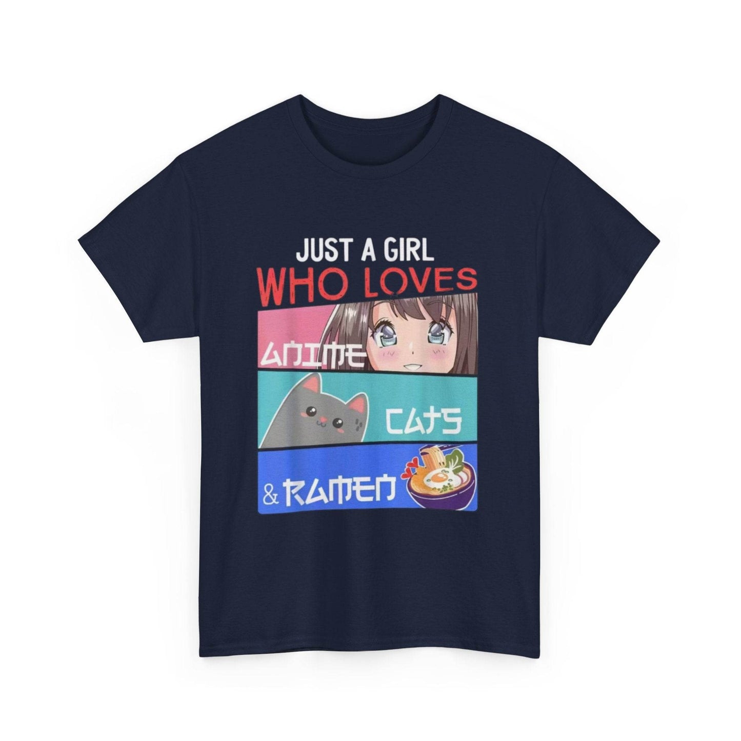 Just a Girl Who Loves Anime Cats & Ramen T-Shirt - IntuitiveEncBoutique