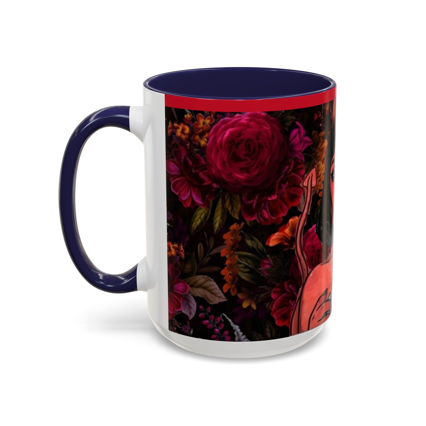 Gothic Floral Accent Coffee Mug - Perfect for Coffee Lovers, Gift for Birthdays, Drama Queen Decor, Unique Art Mug
