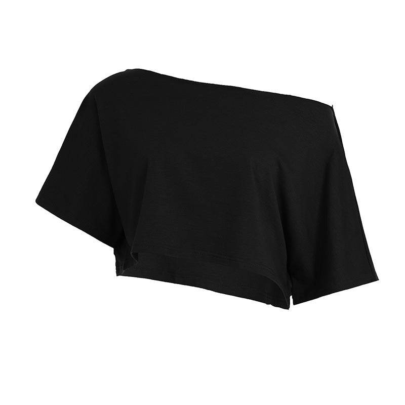 INS Street Style Lazy Off-Shoulder Loose Simple Casual Long Sleeve Sweatshirt Spicy Girl Crop Top Slimming Top - IntuitiveEncBoutique