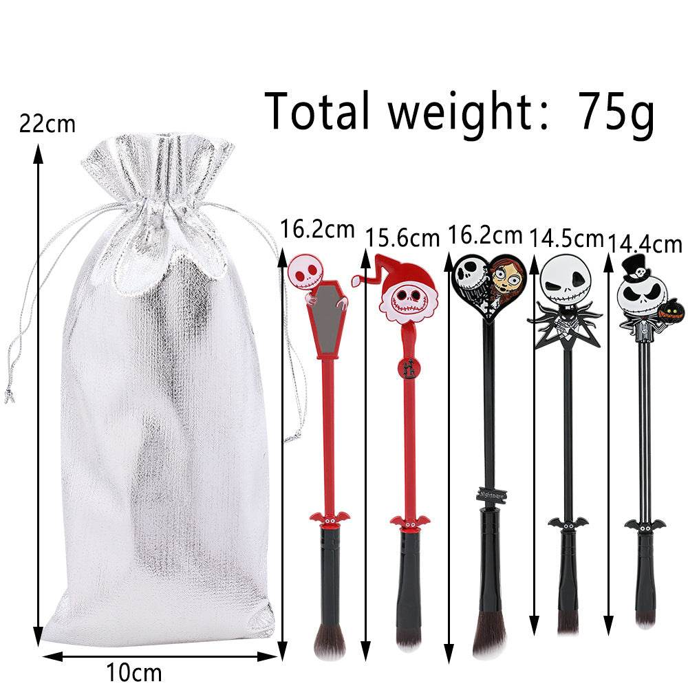 Christmas Horror Night Jack Skull Bridal Makeup Brush Metal Handle Eyeshadow Brush Halloween Gift Christmas Makeup - IntuitiveEncBoutique
