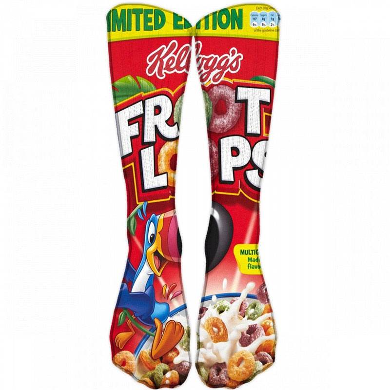 New Fashion Harajuku Kawaii Socks Man Cotton Cartoon Food Print Casual Cotton Hip Hop Unisex Happy Funny skarpety - IntuitiveEncBoutique
