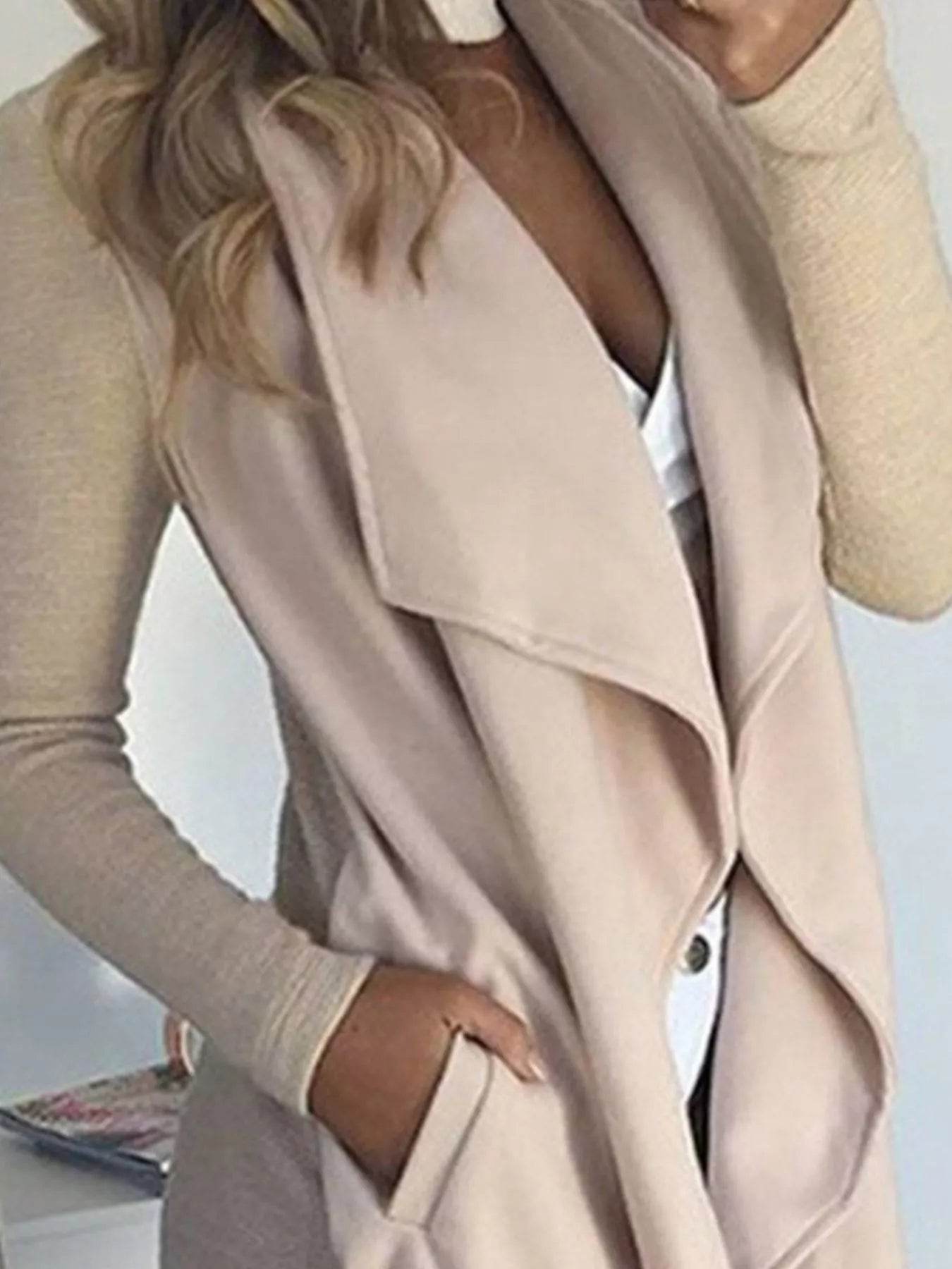 Lapel Collar Long Sleeve Coat Plus Size - IntuitiveEncBoutique
