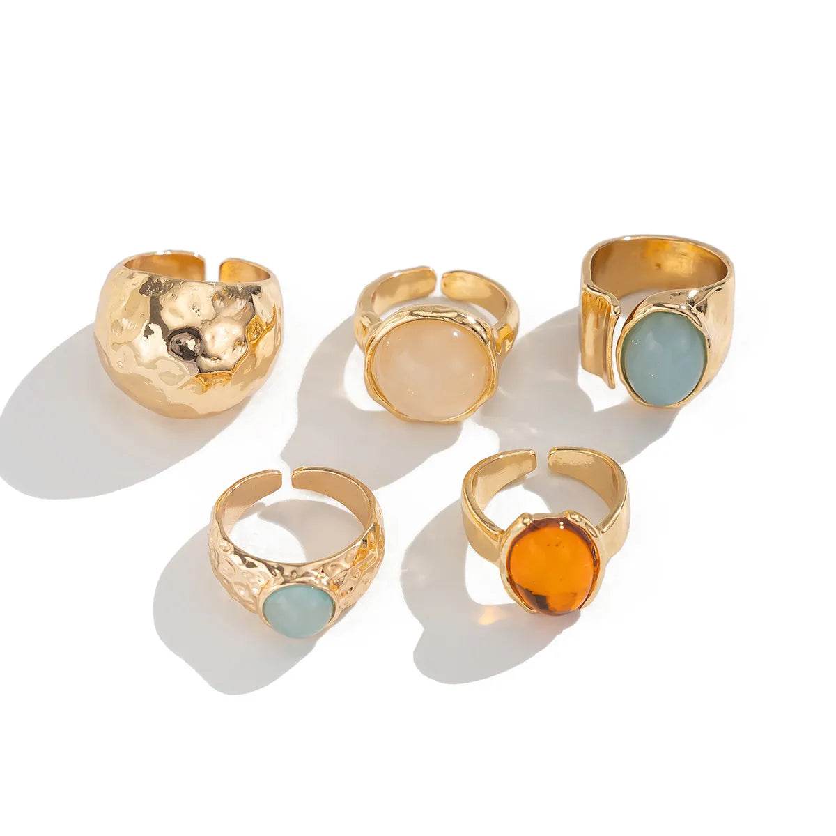 5-Piece 18K Gold-Plated Acrylic Stainless Steel Ring - IntuitiveEncBoutique