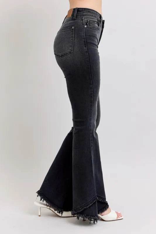 Judy Blue Full Size High Waist Flare W/ Mock Fray Tulip Hem Plus Size - IntuitiveEncBoutique