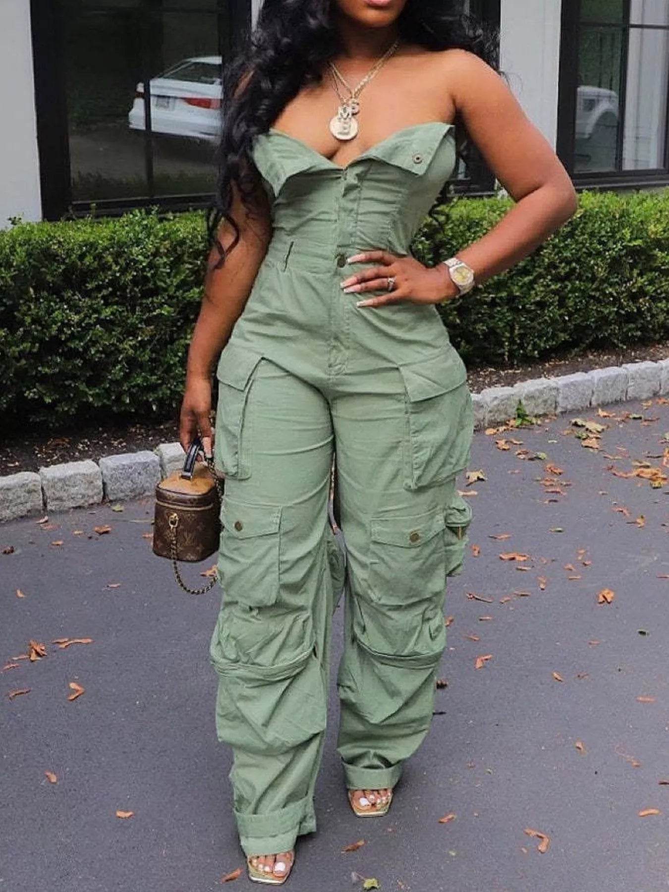 Tube Snap Down Cargo Jumpsuit - IntuitiveEncBoutique