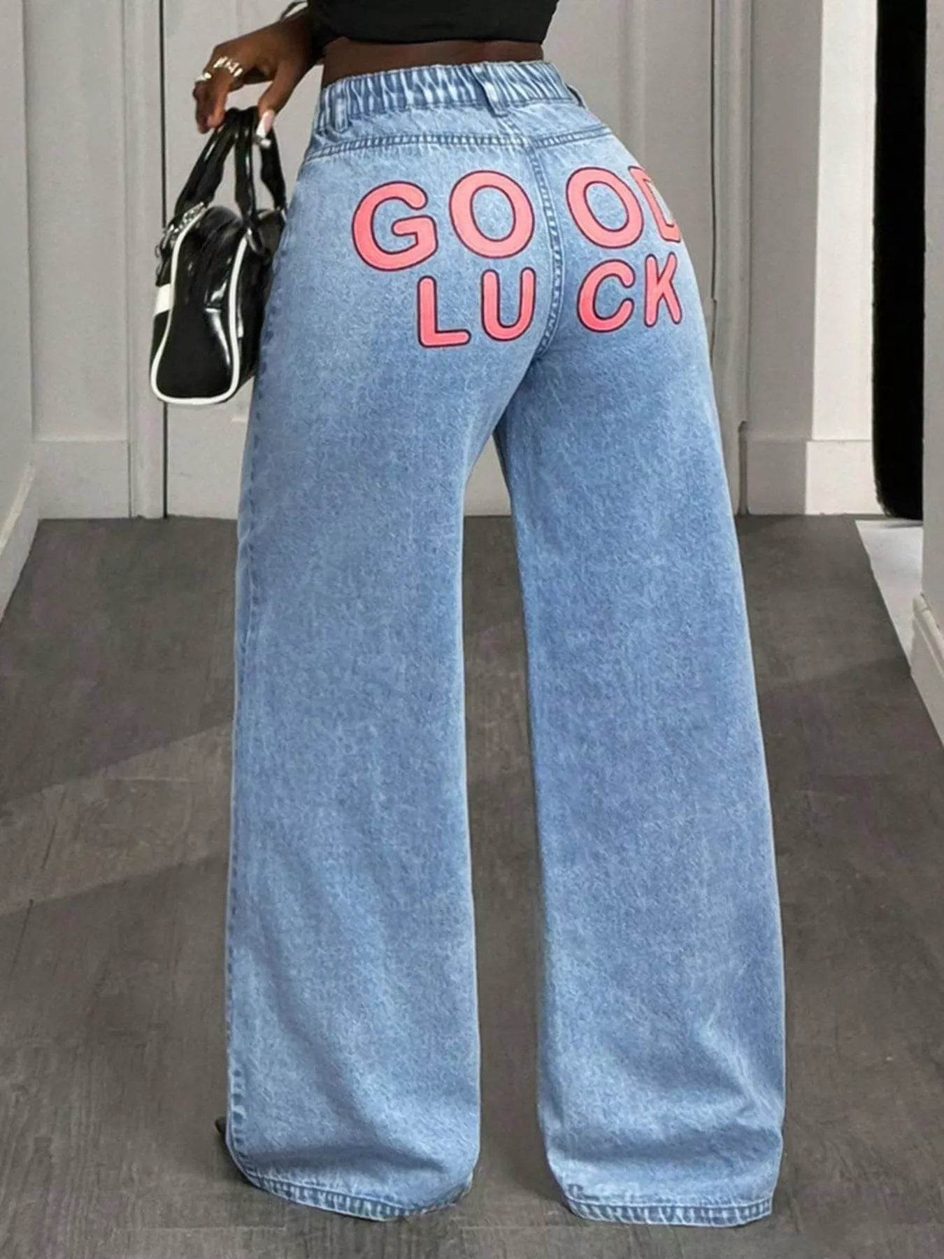 GOOD LUCK Wide Leg Jeans - IntuitiveEncBoutique