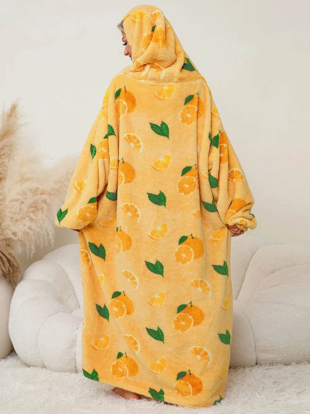 Fuzzy Pocketed Long Sleeve Hooded Lounge Dress - IntuitiveEncBoutique