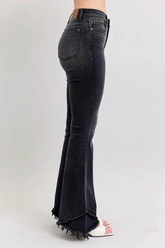 Judy Blue Full Size High Waist Flare W/ Mock Fray Tulip Hem Plus Size - IntuitiveEncBoutique