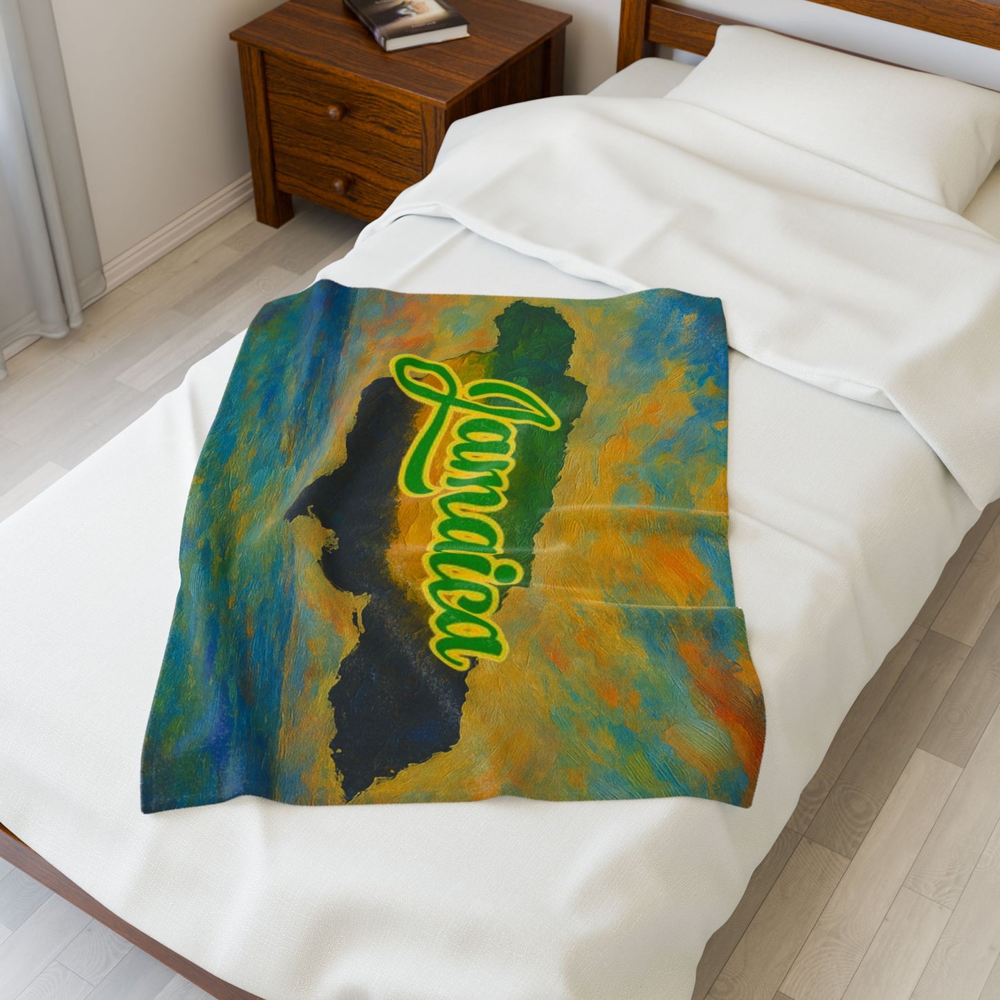 Jamaican Velveteen Plush Blanket, Cozy Soft Throw for Home, Jamaican Decor, Travel Souvenir, Beach & Relaxation Gift, Great for Celebrations